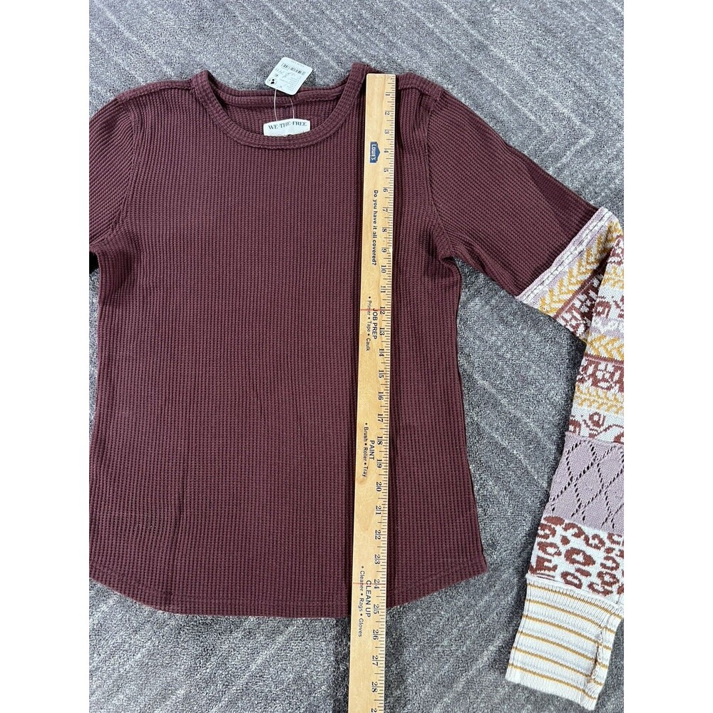 Free People We The Free All In Cuff Top In Chocolate Combo Thermal NWT Large - Picture 2 of 13